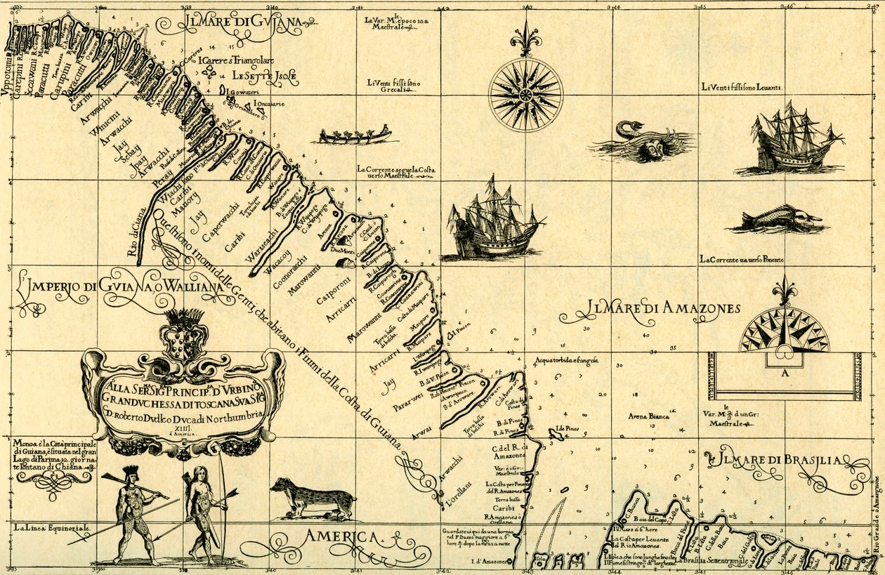 गुयाना के तट का मानचित्र, 1646-47 द्वारा अज्ञात