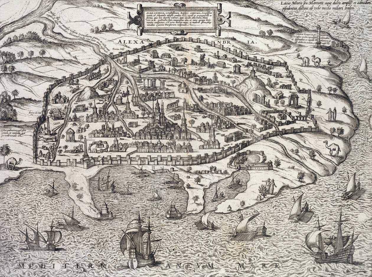 मिस्र में अलेक्जेंड्रिया का टाउन मैप, c.1625 द्वारा अज्ञात