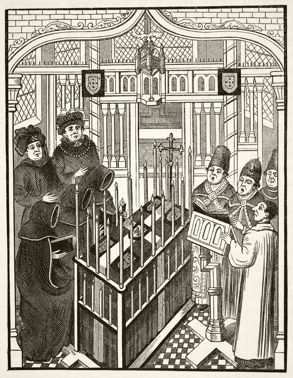 15 वीं शताब्दी में महत्व के व्यक्ति के लिए अंतिम संस्कार, विलियम हिकमैन स्मिथ ऑब्रे द्वारा &39;द नेशनल एंड डोमेस्टिक हिस्ट्री ऑफ इंग्लैंड&39; (1858-1916) लंदन, सी .1890 प्रकाशित द्वारा अंग्रेजी स्कूल