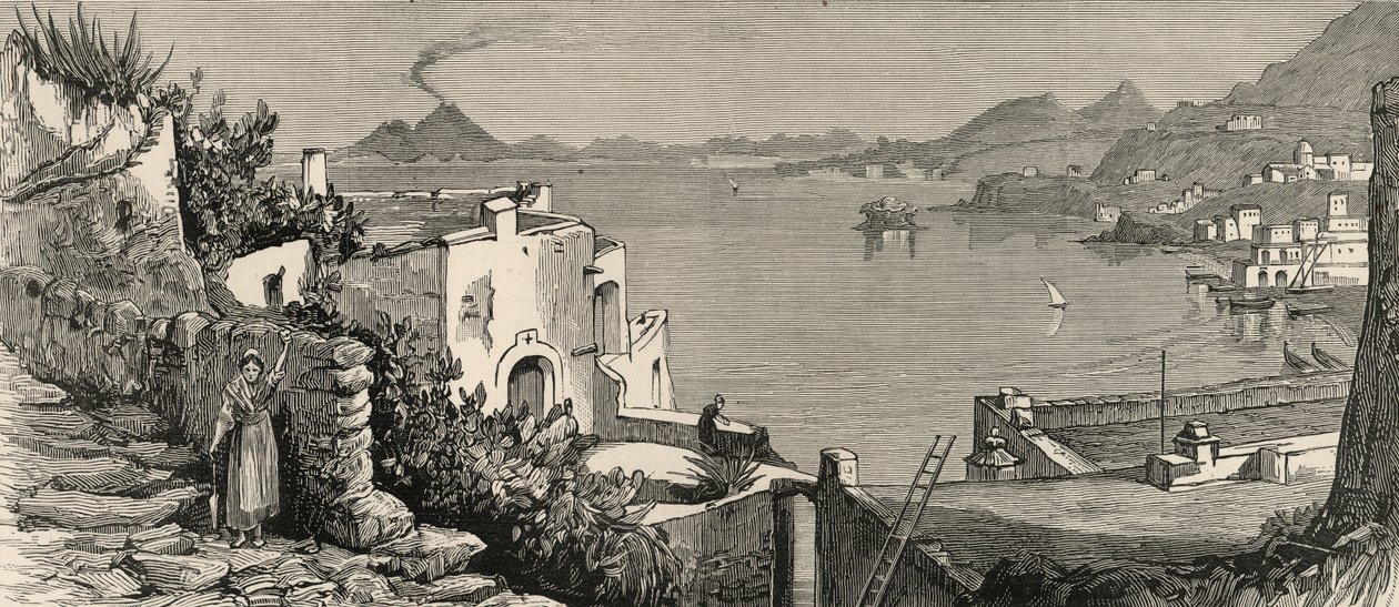 इस्चिया में विनाशकारी भूकंप:, द ग्राफिक ’से 4 अगस्त 1883 को (लैंग्को), कैस्कोमीकोला का समुद्र तट और शहर द्वारा अंग्रेजी स्कूल