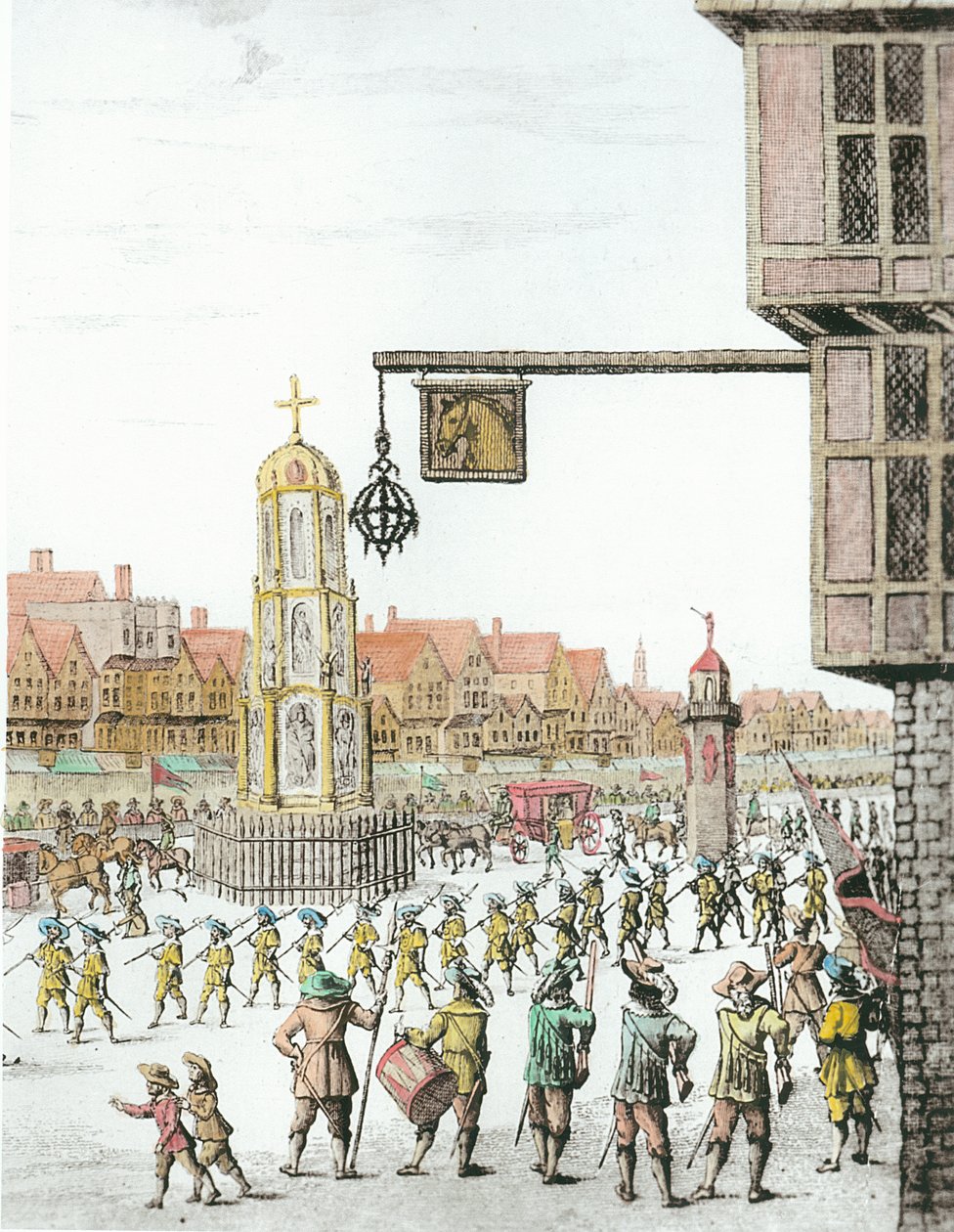 चेपसाइड के साथ मैरी डी मेडिसी की बारात, 1638, विलियम हर्बर्ट (1771-1851) und रॉबर्ट विल्किंसन (fl.1785-1825) 1809 (257497 का विस्तार) (बाद में रंगमंडल) द्वारा प्रकाशित द्वारा अंग्रेजी स्कूल
