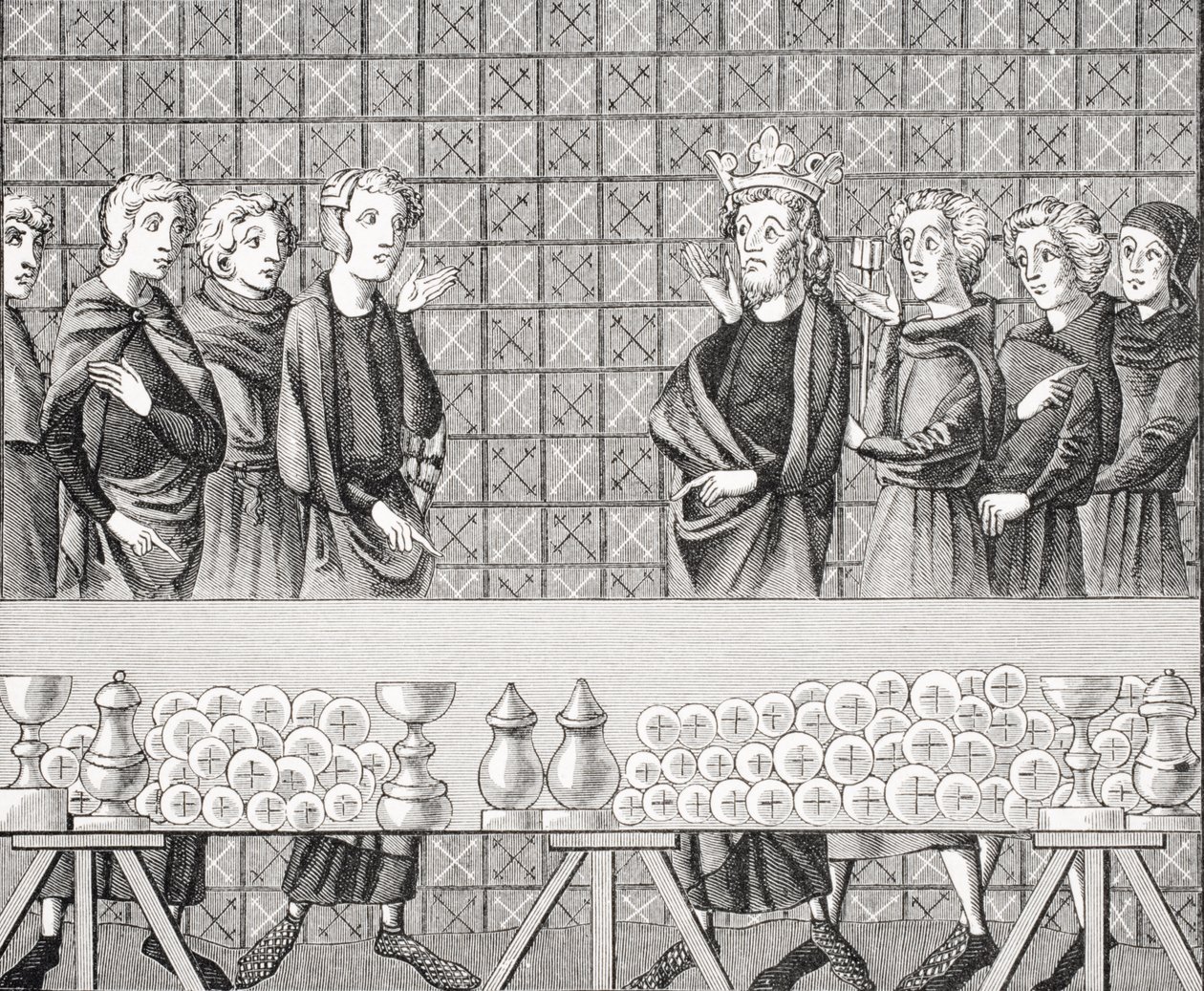 14 वीं शताब्दी की पांडुलिपि &39;ट्रूसर ऑफ ब्रुनेट्टो लातिनी&39; में एक लघु अवधि के बाद, द लेयर ऑफ़ द पुअर के समापन पर अमीर लोगों की पैशनिंग, पॉल मैरोइक्स (1806-84) पब द्वारा &39;ले मोयेन एज एट ला पुनर्जागरण&39; से द्वारा फ्रेंच स्कूल