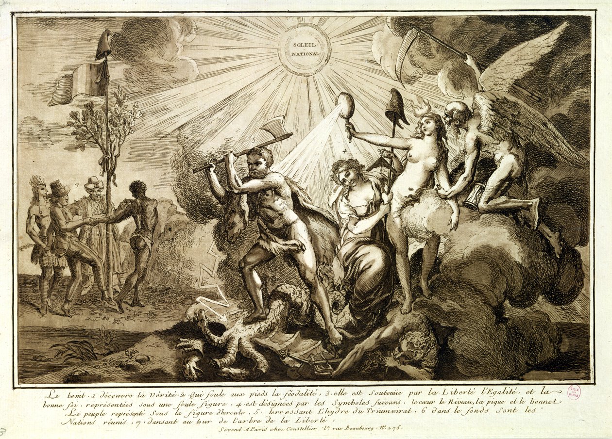 फादर टाइम ने ट्रुम्पलिंग सामंतवाद, c.1792-93 को बताया द्वारा फ्रेंच स्कूल