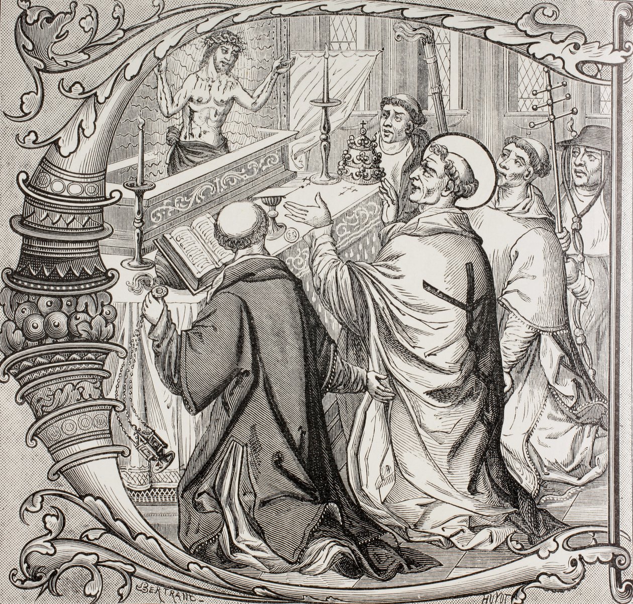 पॉल लैक्रोइक्स द्वारा &39;मिलिट्री एंड मिडिल एजेस इन द मिडिल एजेस&39; से सैंट ग्रेव्स ऑफ द सेंट ग्रेगरी द ग्रेट एंड द सस्पेंस ऑफ द मैन ऑफ सोर्रोस, लंदन c.1880 प्रकाशित द्वारा फ्रेंच स्कूल