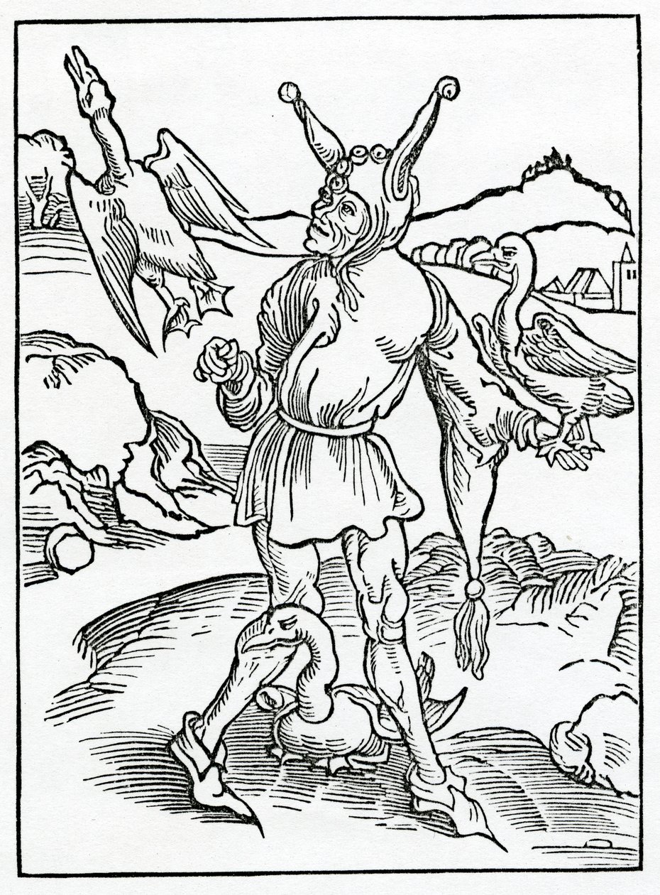 उस भजन के बारे में जो शून्य लर्न, और सीथ मोशे, लिटिल बेरींज को दूर कर सकता है, मैं एक मेल से अलेक्जेंडर बार्कले के of शिप ऑफ फूल्स ’के अंग्रेजी अनुवाद का चित्रण करता हूँ द्वारा जर्मन स्कूल