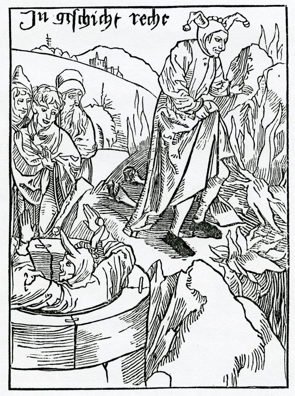 उनमें से जो वायलिनैज और जानबूझकर उन्हें स्वप्नदोष और पेरिअल में डालते हैं, 1874 में प्रकाशित एक संस्करण से अलेक्जेंडर बार्कले के &39;द शिप ऑफ फूल्स&39; के अंग्रेजी अनुवाद का चित्रण। द्वारा जर्मन स्कूल