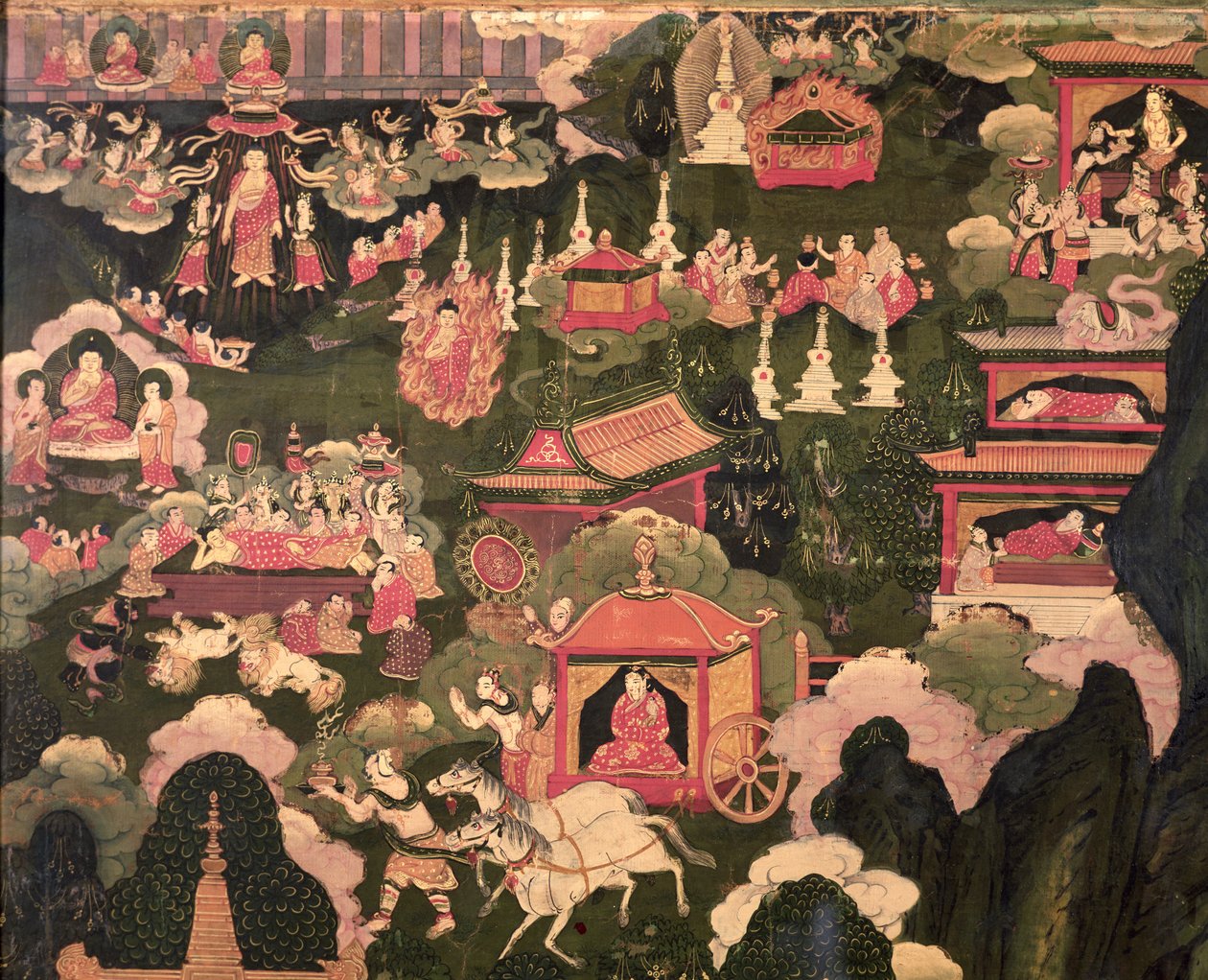 परिनिर्वाण और बुद्ध की मृत्यु, &39;द लाइफ ऑफ बुद्ध शाक्यमुनि&39; से द्वारा तिब्बती स्कूल