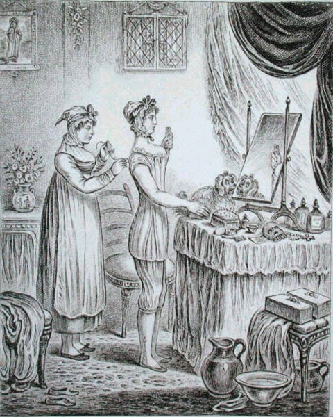 शौचालय की प्रगति: जेम्स गिल्रे (1757-1815) द्वारा नक़्क़ाशीदार, 1810 में हन्ना हम्फ्री द्वारा प्रकाशित (नक़्क़ाशी) द्वारा (बाद में) अंग्रेजी स्कूल