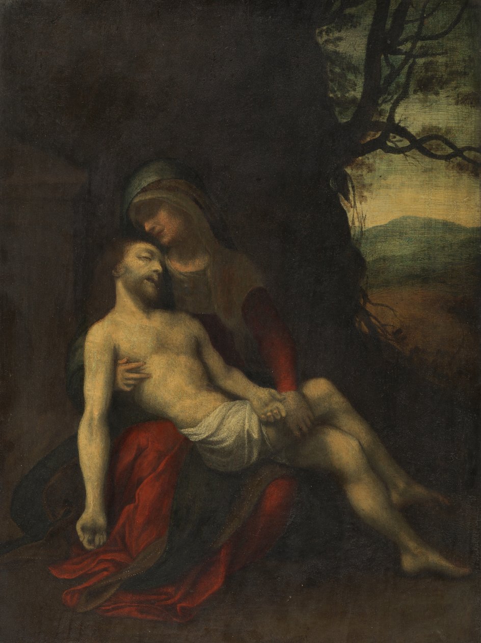 Pietà, c.1520-30 (पैनल पर तेल) द्वारा कोर्रेगियो का अनुयायी