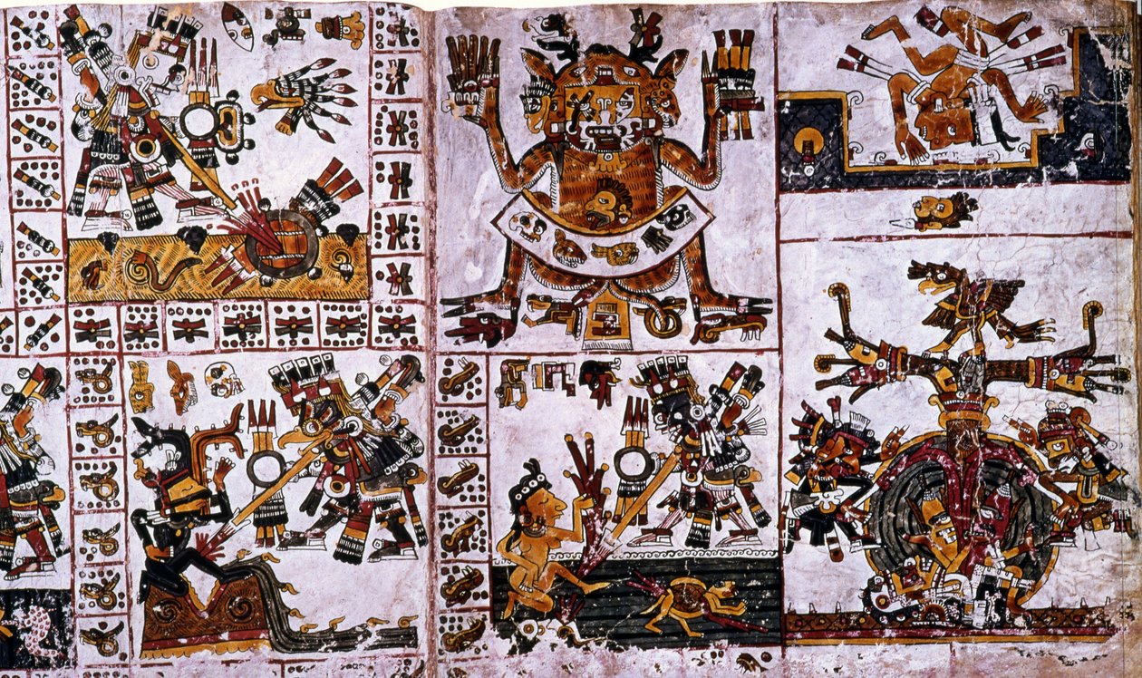 Txauizcalpantecuhtli, देवता शुक्र के हमलों को दर्शाने वाले कोडेक्स बोर्गिया के एक पृष्ठ की एक प्रतिलिपि की प्रतिलिपि द्वारा अज्ञात