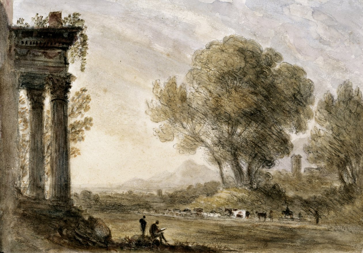 विलियम क्रोट द्वारा क्लाउड की शैली में लैंडस्केप, 1838। द्वारा अज्ञात