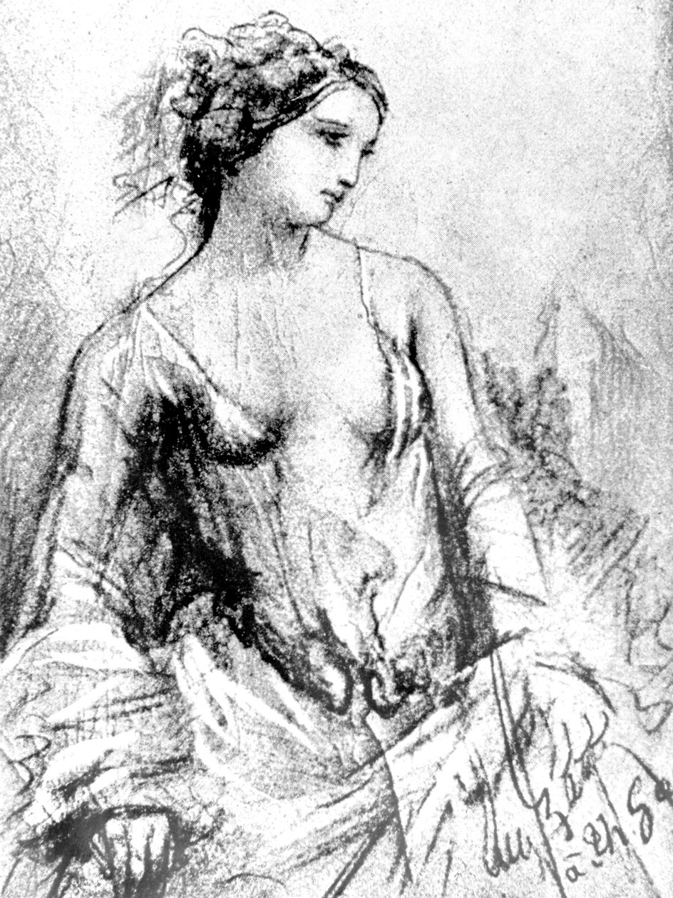 1852 में Apollonie Sabatier का पोर्ट्रेट, जो Baudelaires की मालकिन थी, ड्राइंग द्वारा अज्ञात