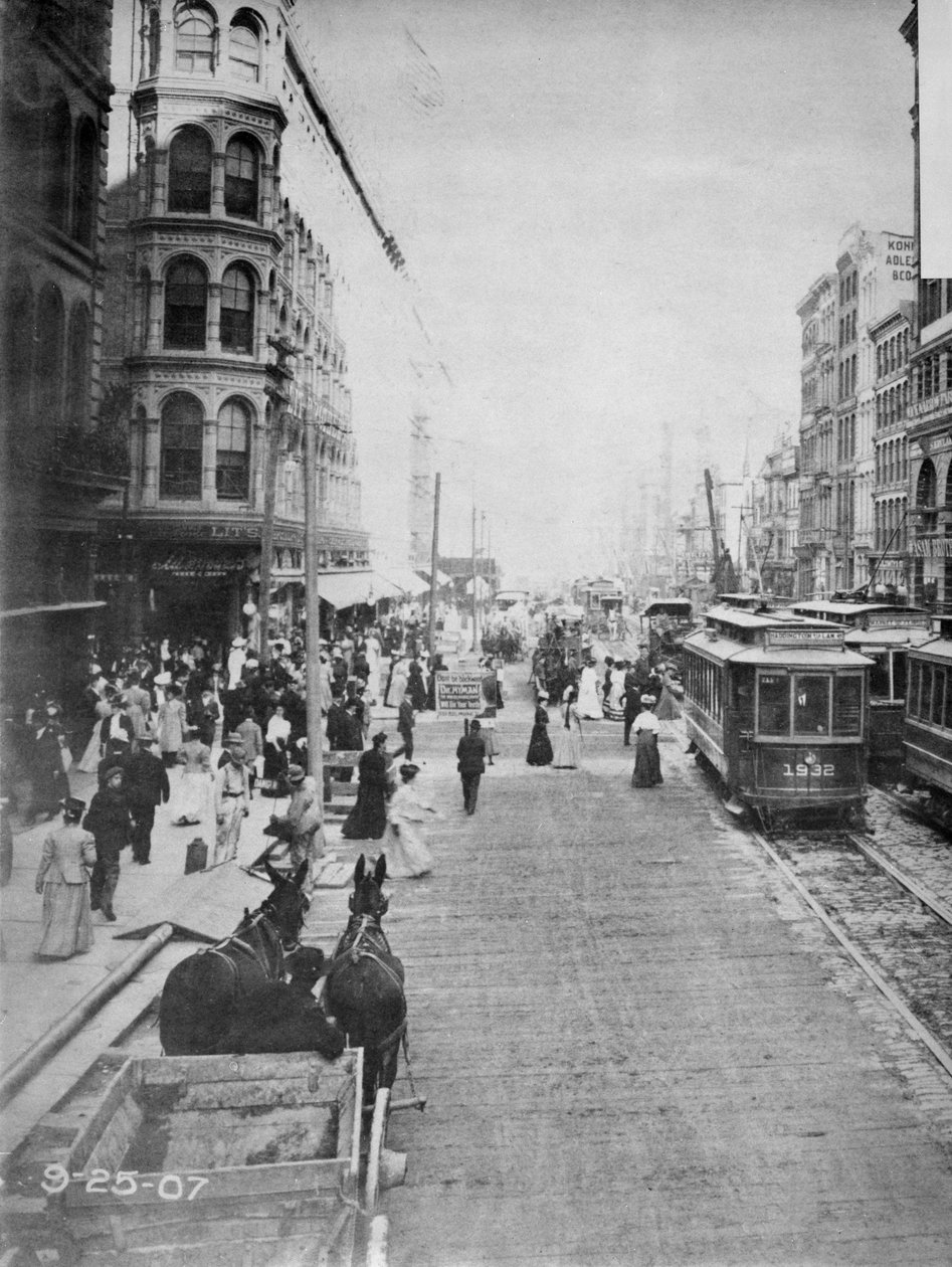 7 स्ट्रीट, फिलाडेल्फिया, 1907 से मार्केट स्ट्रीट लुकिंग ईस्ट द्वारा अमेरिकी फोटोग्राफर