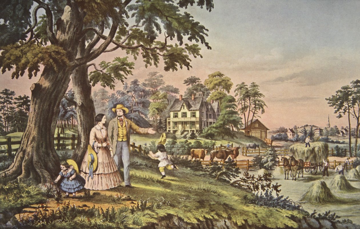अमेरिकी देश जीवन, ग्रीष्मकाल शाम, पब। 1855, करियर और इव्स द्वारा अमेरिकी स्कूल