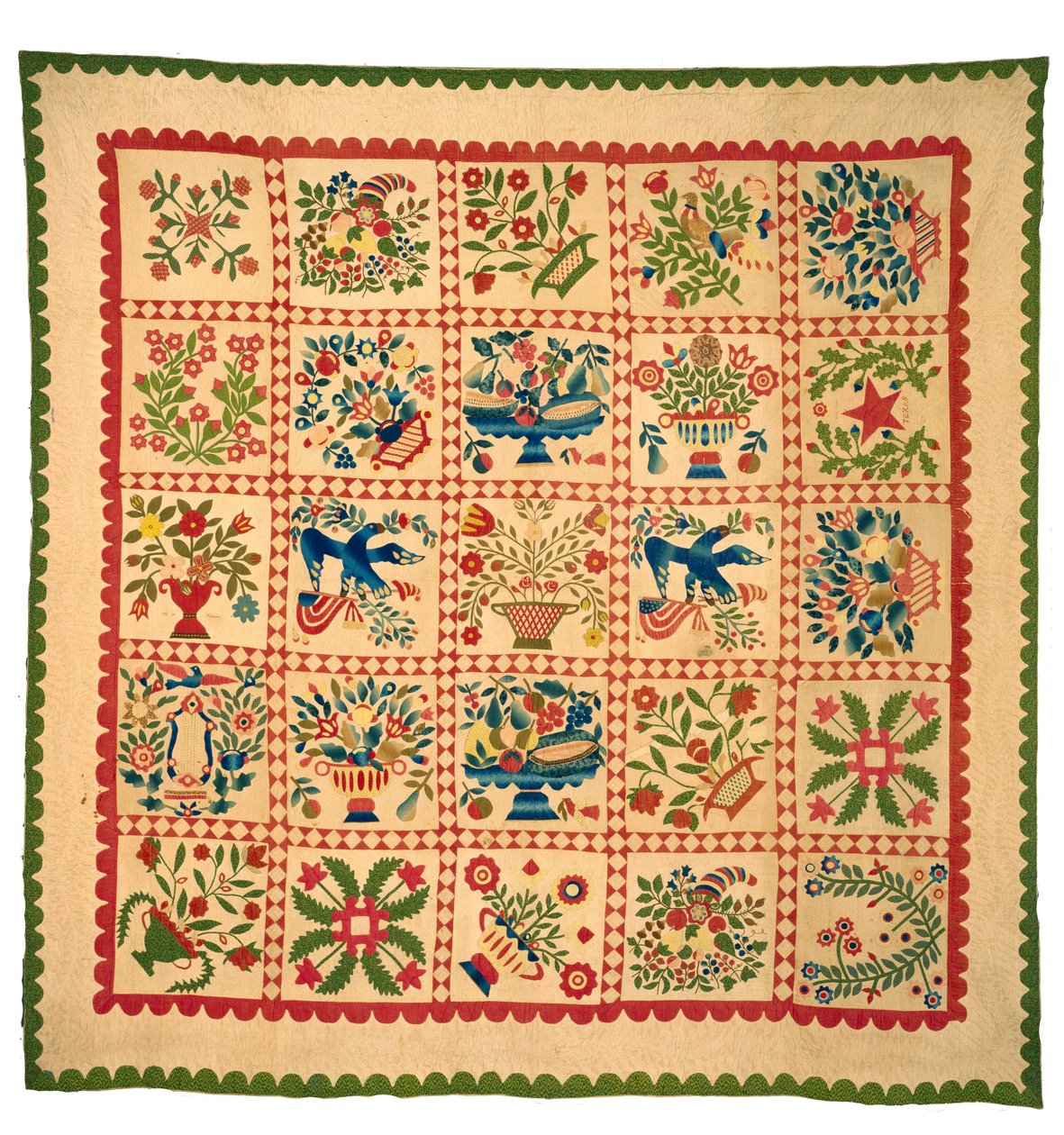 बाल्टीमोर एल्बम रजाई, c.1840s (कपास) द्वारा अमेरिकी स्कूल