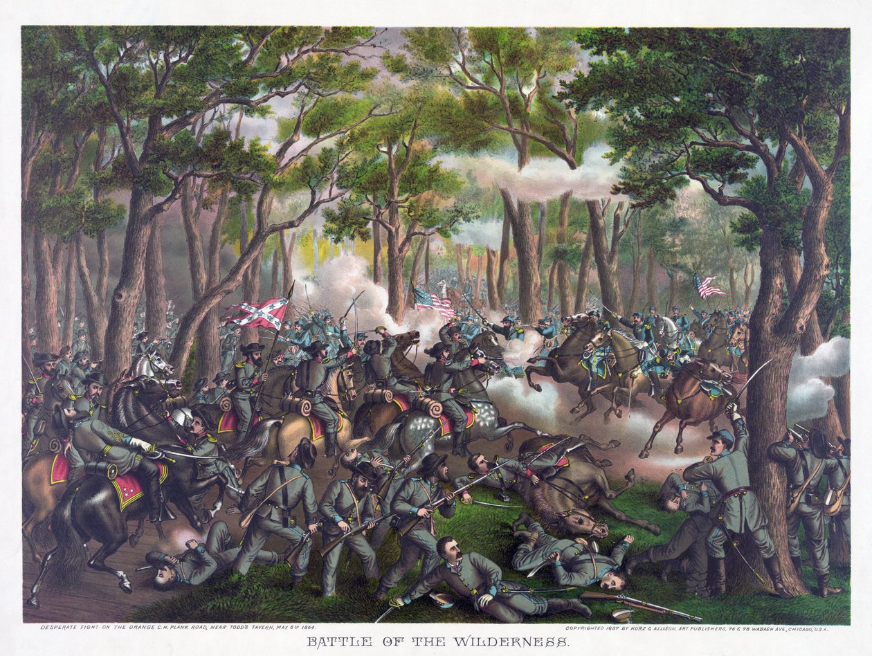 जंगल की लड़ाई, पब। कुर्ज़ एंड एलीसन, 1887 द्वारा अमेरिकी स्कूल