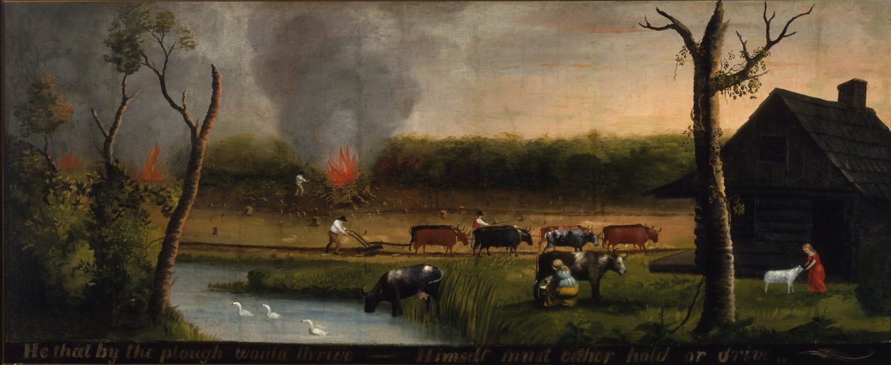 उन्होंने कहा कि हल से पनपेगा स्वयं को पकड़ना होगा या ड्राइव करना होगा, c.1825-50 द्वारा अमेरिकी स्कूल