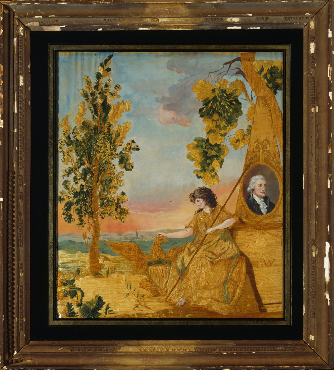 स्मारक कशीदाकारी चित्र, c.1805-15 (रेशम, सनी और wc) द्वारा अमेरिकी स्कूल