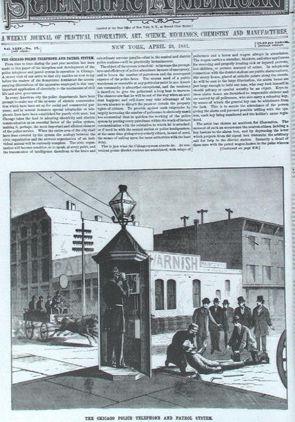 शिकागो पुलिस टेलीफोन और गश्ती प्रणाली, वैज्ञानिक अमेरिकी 23 अप्रैल 1881 से द्वारा अमेरिकी स्कूल