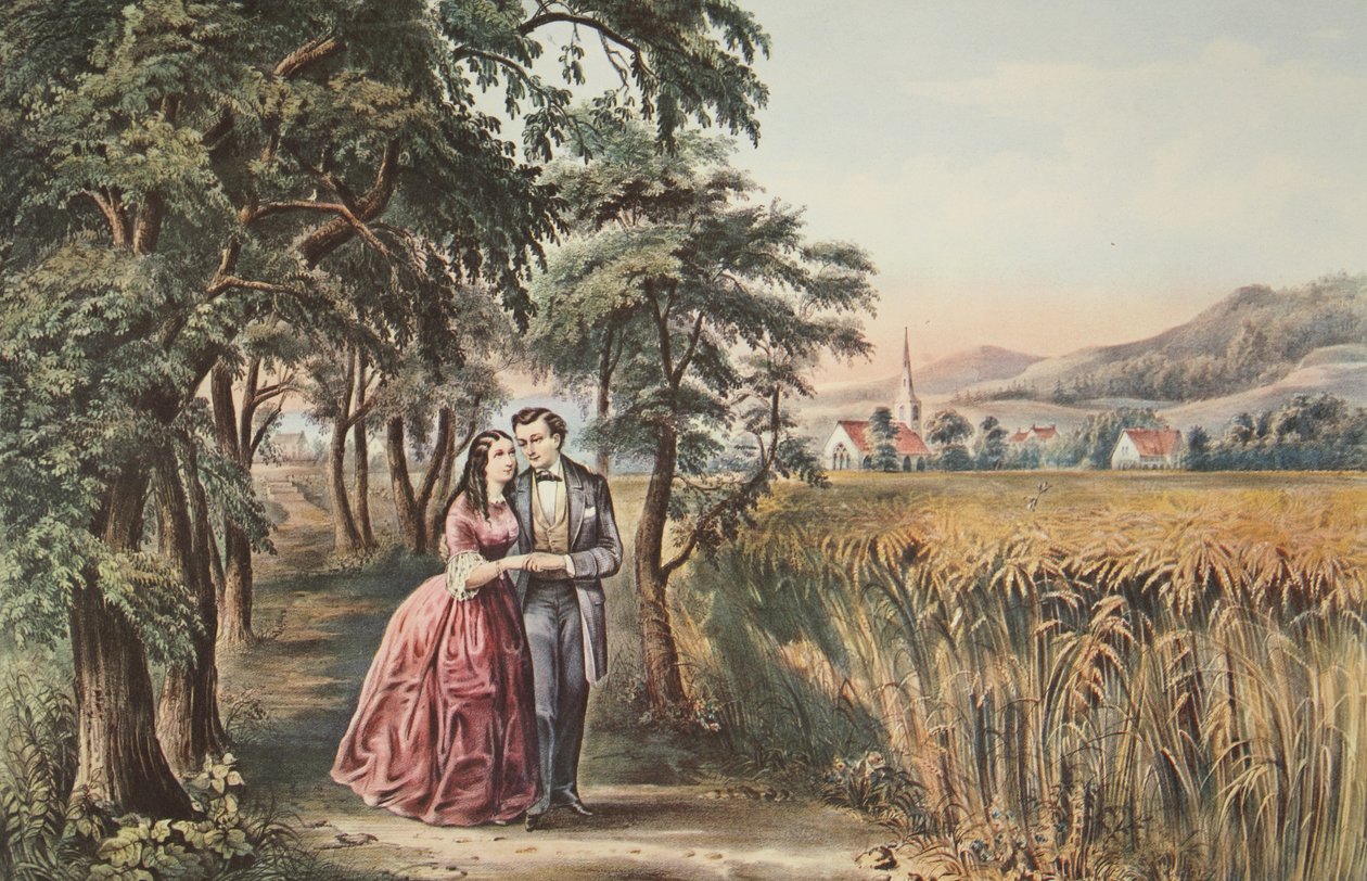 जीवन के चार मौसम - युवा, प्यार का मौसम, पब। 1868, क्यूरियर और इवेस द्वारा अमेरिकी स्कूल