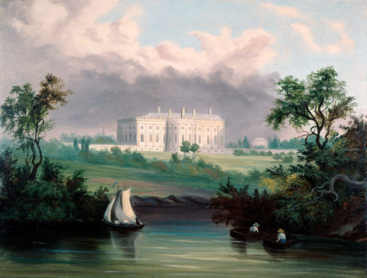 व्हाइट हाउस, वाशिंगटन, डीसी, c.1845 द्वारा अमेरिकी स्कूल