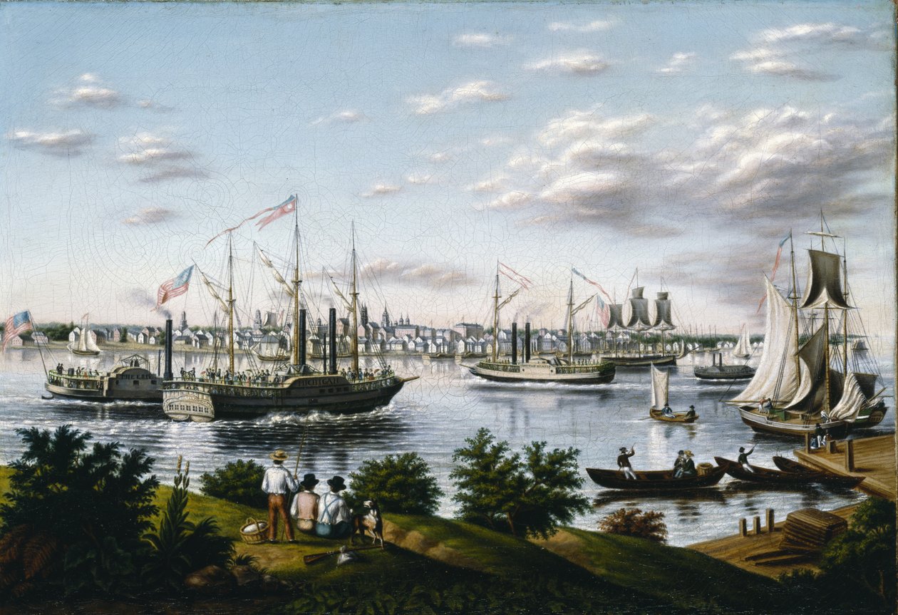 1836, 1836-37 में डेट्रायट का दृश्य द्वारा अमेरिकी स्कूल