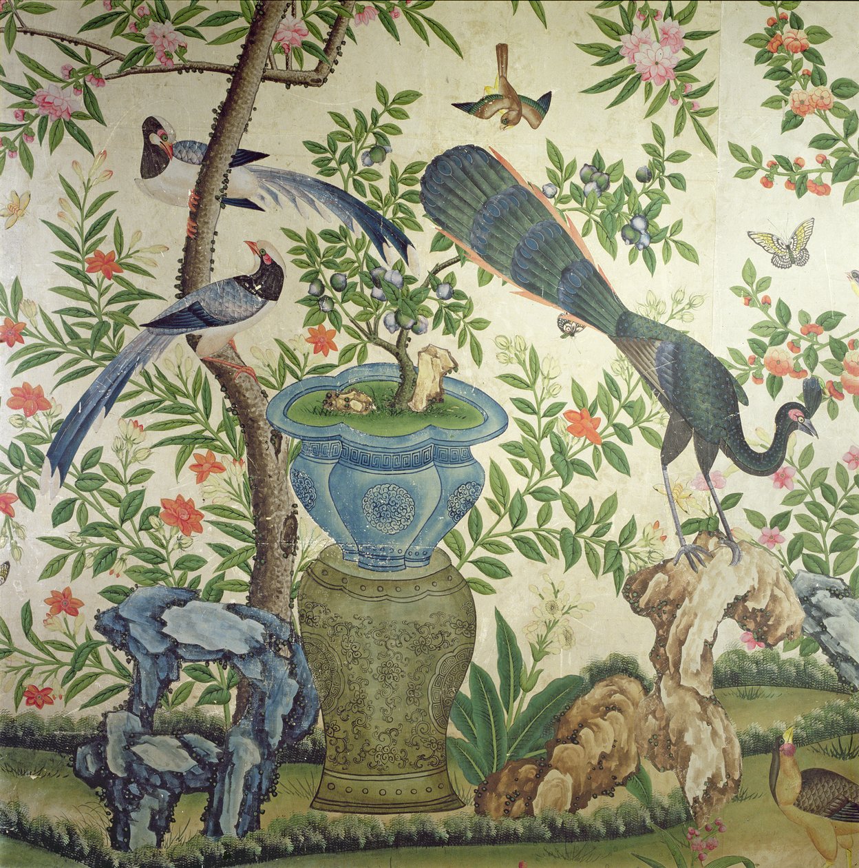 पक्षी वॉलपेपर, c.1840 द्वारा चीनी स्कूल