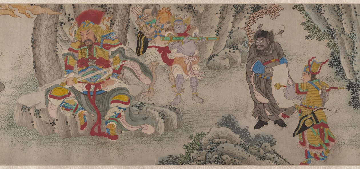 डेमोंस, हैंड्सक्रॉल, c.1630 के लिए पहाड़ों की खोज (कागज पर स्याही और रंग) द्वारा चीनी स्कूल