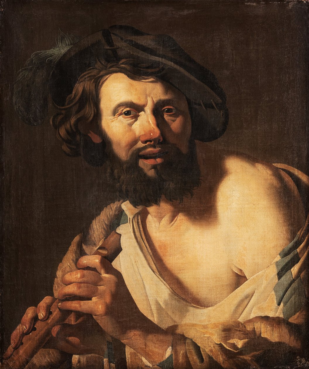 बांसुरी वाला आदमी, 1625 द्वारा डच स्कूल