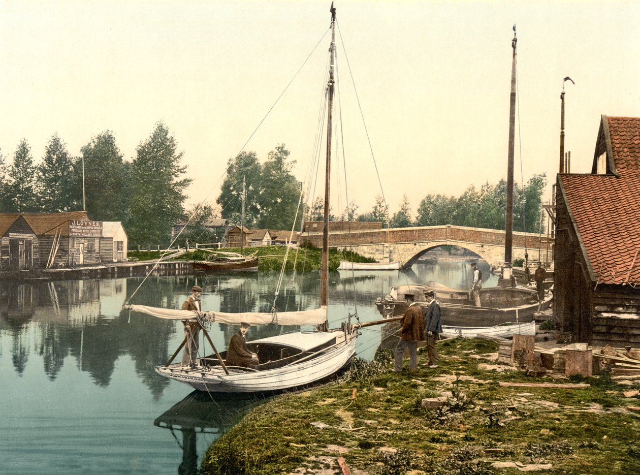 Wroxham Bridge, पब। सी 1890 - 1900 (क्रोमोलिथोग्राफ) द्वारा अंग्रेजी फोटोग्राफर