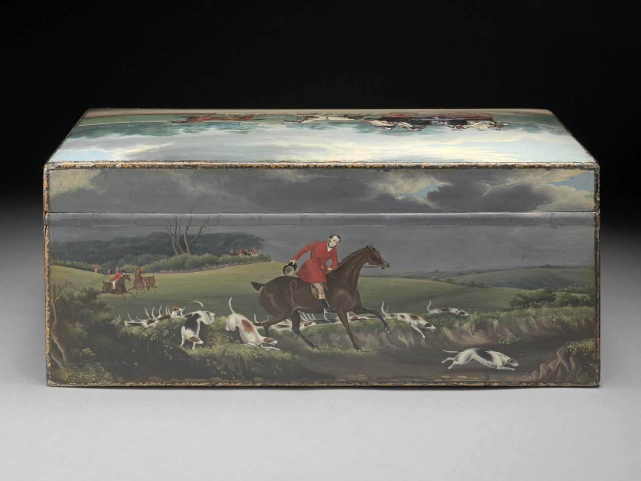 टैगलेओनी प्रिंट्स के दृश्यों के साथ चित्रित एक सिगार बॉक्स, c.1840 (फ्रूटवुड पर तेल) (सामने के दृश्य के लिए 285535 देखें) द्वारा अंग्रेजी स्कूल