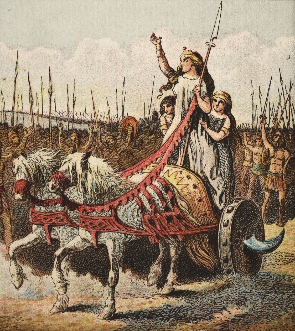 Boadicea और उसकी सेना, पब। 1890 द्वारा अंग्रेजी स्कूल