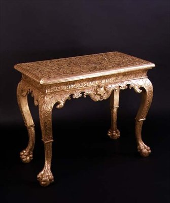 नक्काशीदार साइड टेबल, c.1720 (गिल्ट गेसो) द्वारा अंग्रेजी स्कूल