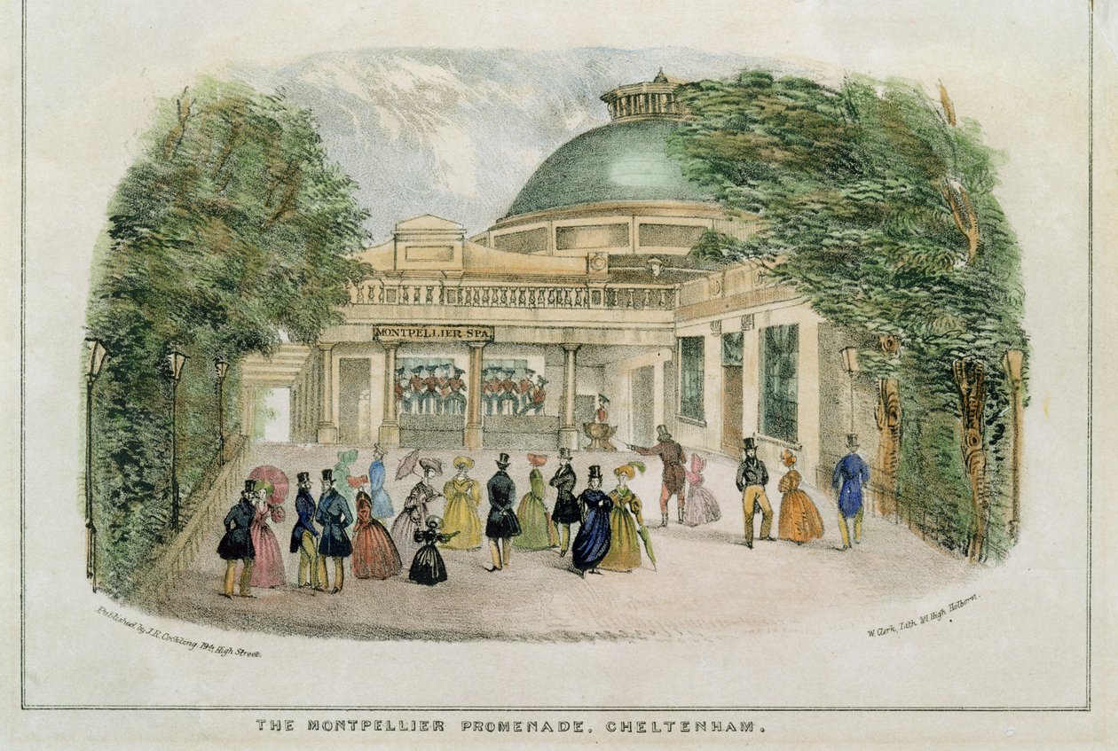 मोंटपेलियर प्रोमेनेड, चेल्टनहम, डब्ल्यू। क्लर्क द्वारा उत्कीर्ण, c.1835 द्वारा अंग्रेजी स्कूल