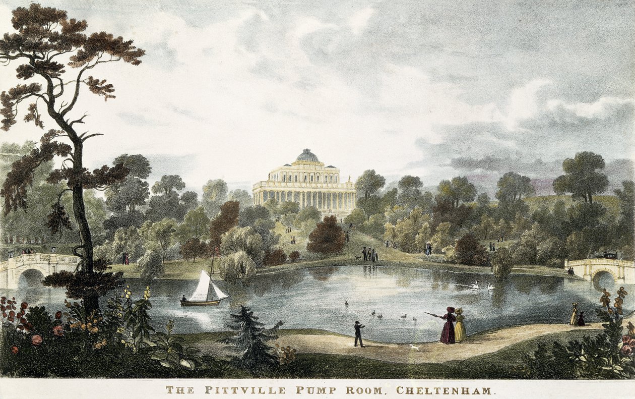 पिटविले पंप रूम, चेल्टनहैम, c.1835 द्वारा अंग्रेजी स्कूल