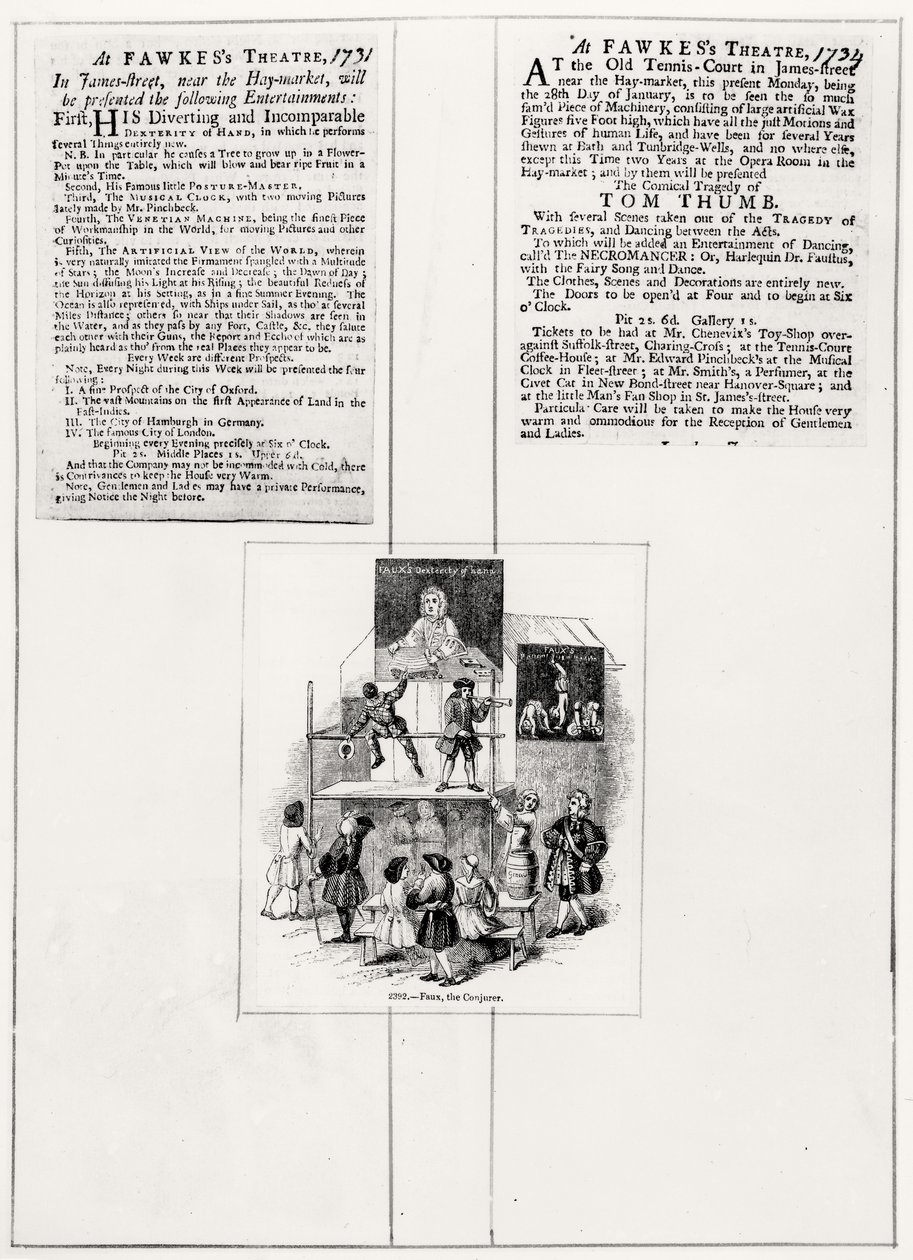 फॉक्स से संबंधित दो विज्ञापन, कन्वर्जर, c.1731-34 द्वारा अंग्रेजी स्कूल