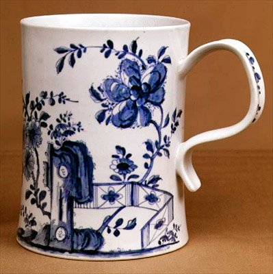 Worcester नीले और सफेद टैंकर, c.1745 (चीनी मिट्टी के बरतन) द्वारा अंग्रेजी स्कूल