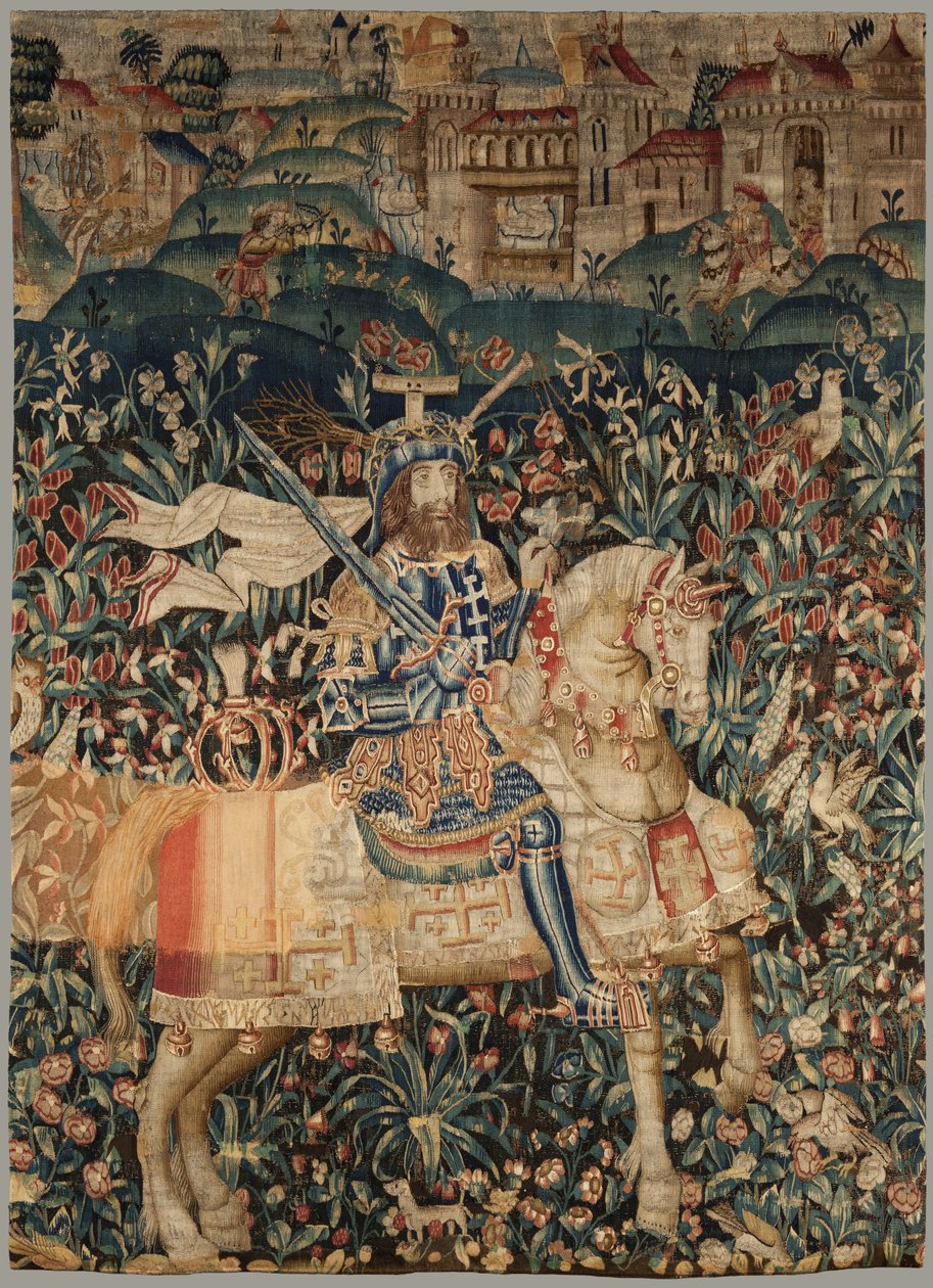 बॉस्टन के गॉडफ्रे का चित्रण टेपेस्ट्री, c.1500 (बाद में मरम्मत के साथ रंगे ऊन) द्वारा फ्लेमिश स्कूल