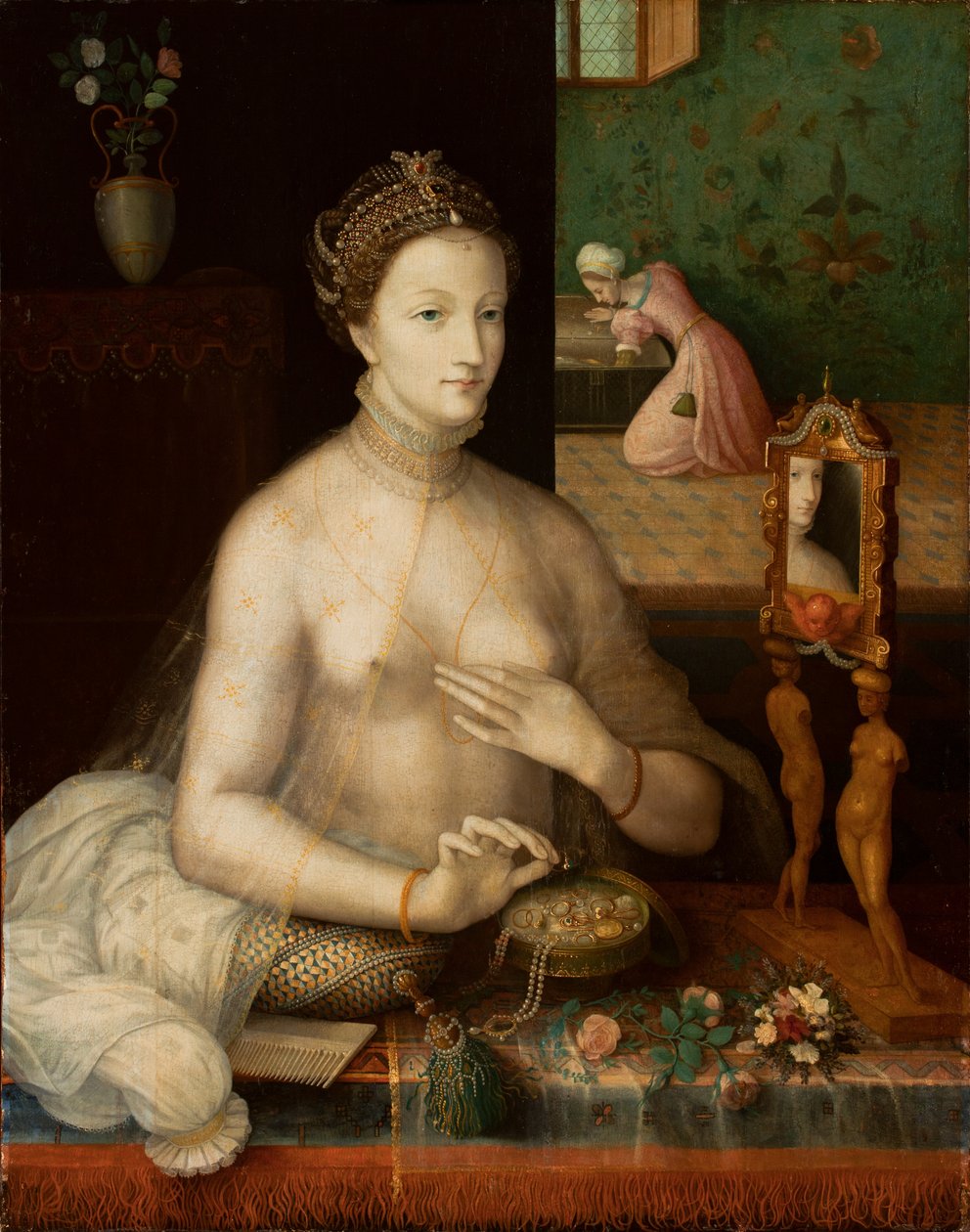 टॉयलेट में महिला, c.1550-70 द्वारा फॉनटेनब्लियू स्कूल