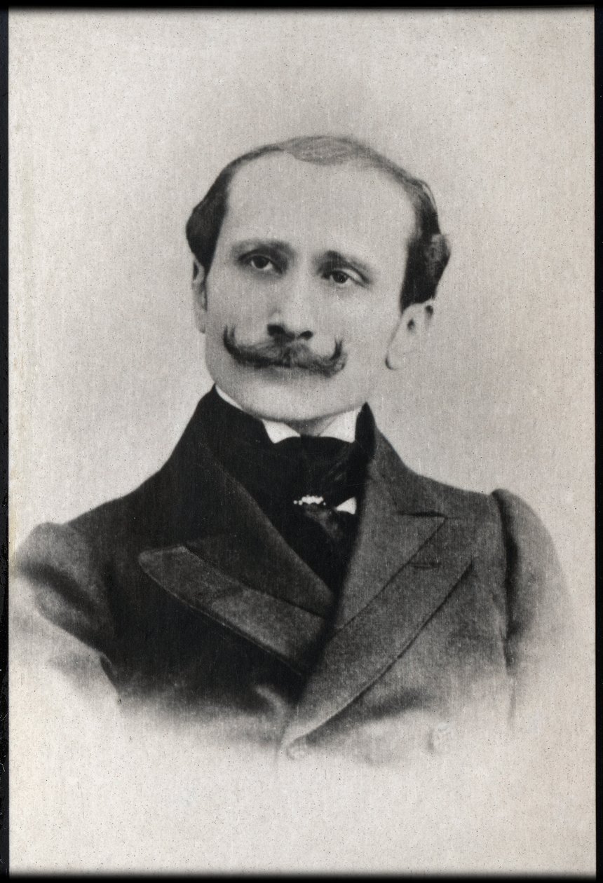 एडमंड रोस्टैंड (1868-1918), फ्रेंच कवि और नाटककार के चित्र। द्वारा फ्रेंच फोटोग्राफर