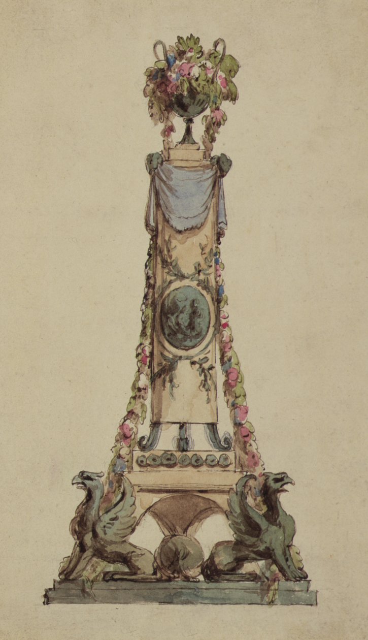 नियो-क्लासिकल सेंटरपीस के लिए डिज़ाइन, c.1800 (wc पेपर पर) द्वारा फ्रेंच स्कूल