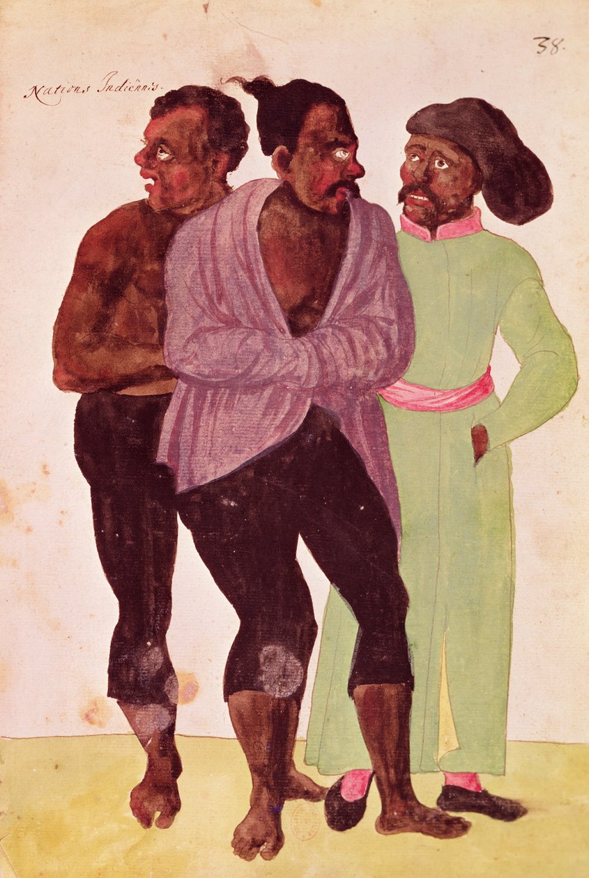 भारतीय राष्ट्र, 1567 (wc और ग्रेफाइट कागज पर) द्वारा फ्रेंच स्कूल