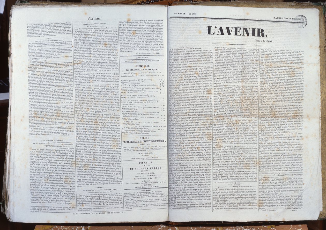जर्नल लॉवेनियर का अंतिम अंक, 16 नवंबर, 1830 (मुद्रित पत्र) द्वारा फ्रेंच स्कूल