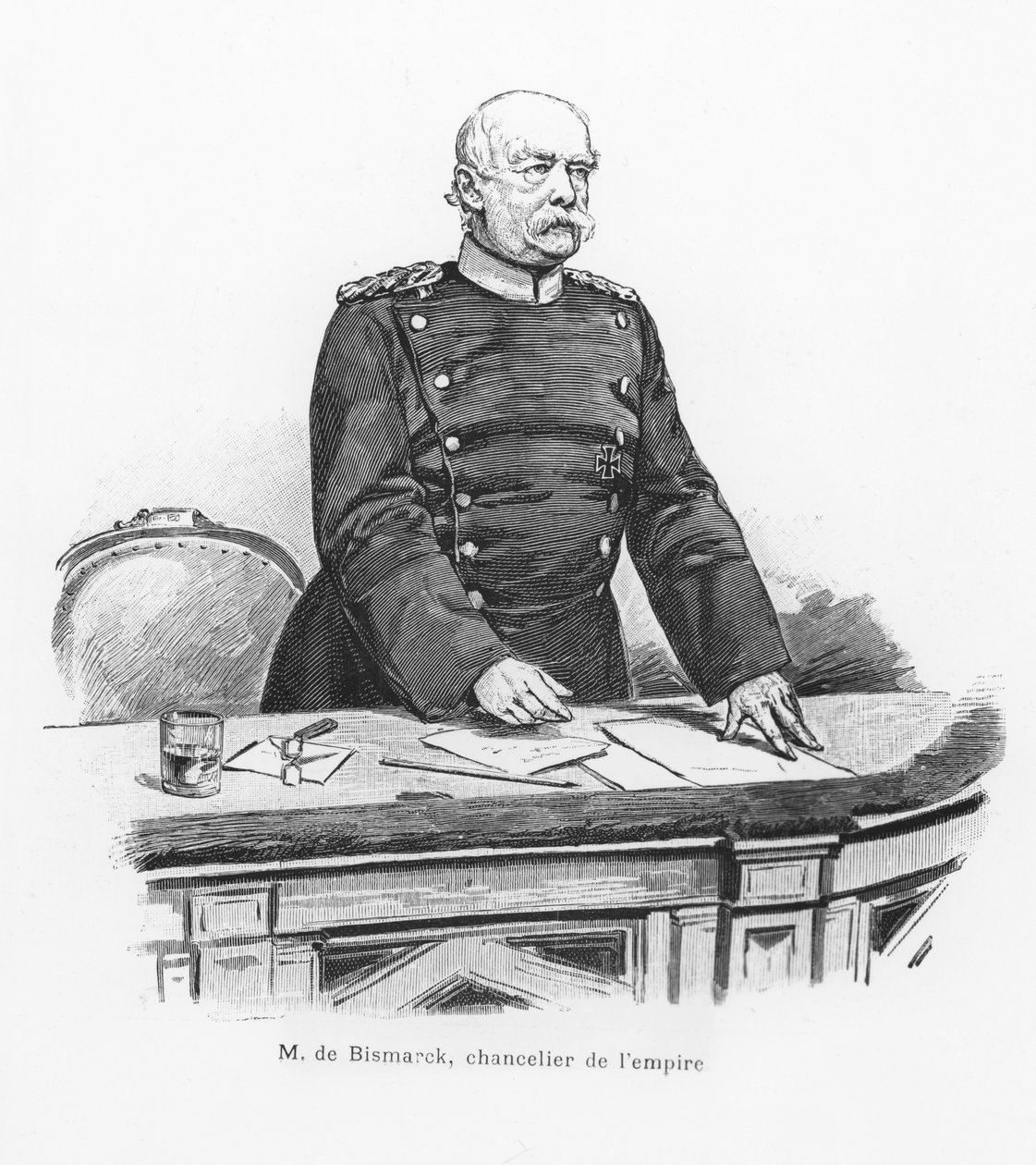 ओटो वॉन बिस्मार्क, रिबस्टैग के ट्रिब्यून में साम्राज्य के चांसलर, 1889 द्वारा फ्रेंच स्कूल