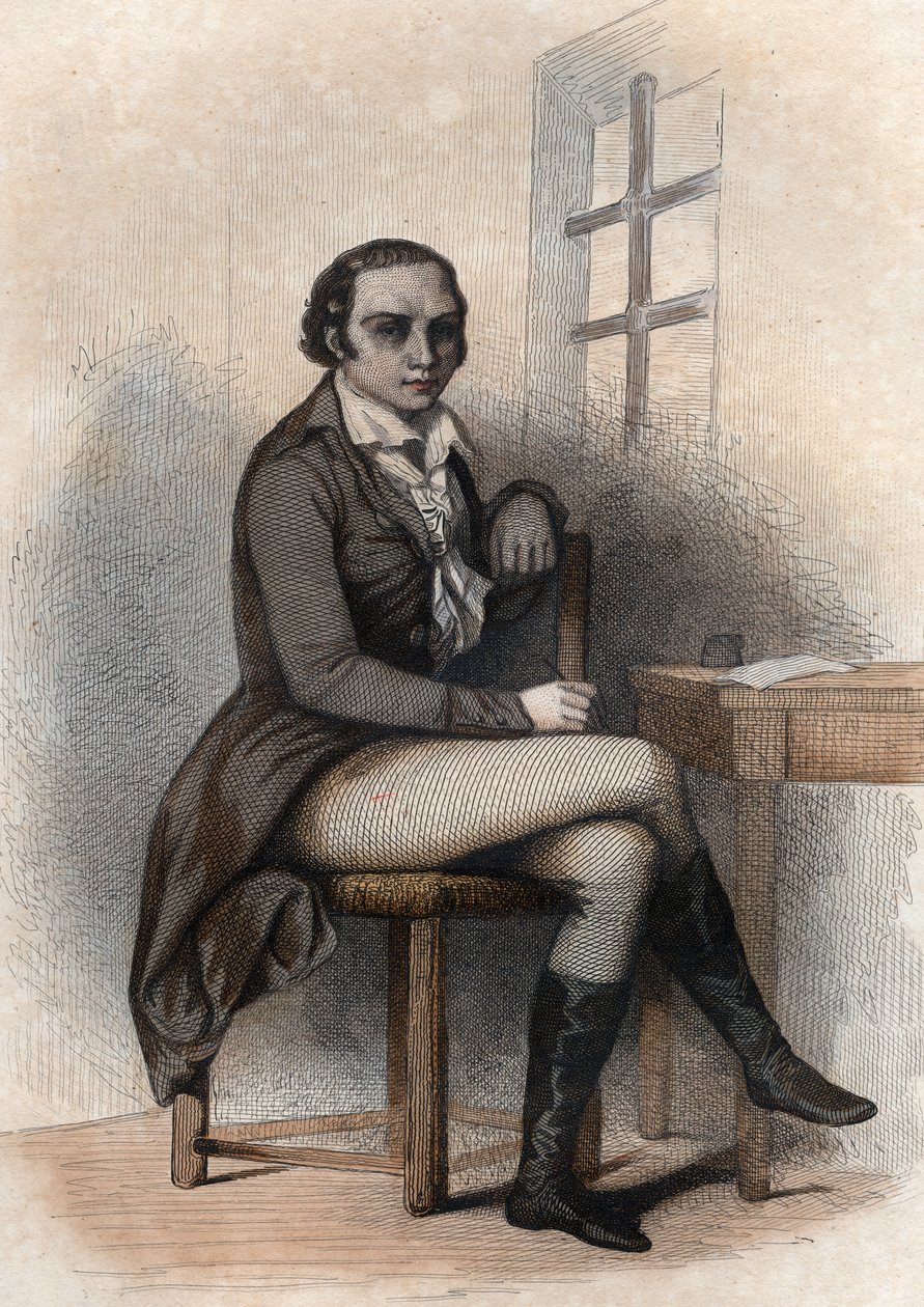 आंद्रे मेरी चेनियर का पोर्ट्रेट (1762-1794), फ्रांसीसी कवि। द्वारा फ्रेंच स्कूल