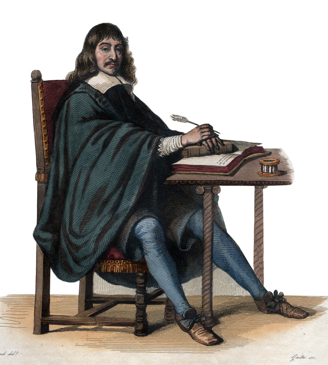 रेने डेसकार्टेस (1596-1650), फ्रेंच दार्शनिक और लेखक के चित्र। द्वारा फ्रेंच स्कूल