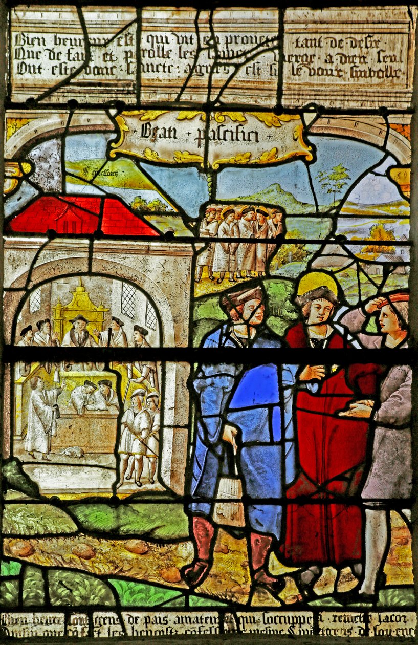 बीटिट्यूड्स, iseglise Sainte-Tanche de Lhuretre, धन्य हैं शांतिदूत द्वारा फ्रेंच स्कूल