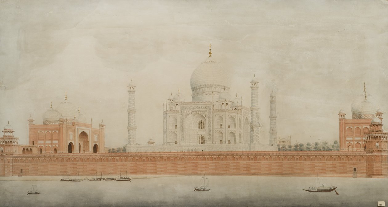 ताजमहल की उत्तरी ऊँचाई, आगरा, 1820 (कागज पर wc) द्वारा इंडियन स्कूल