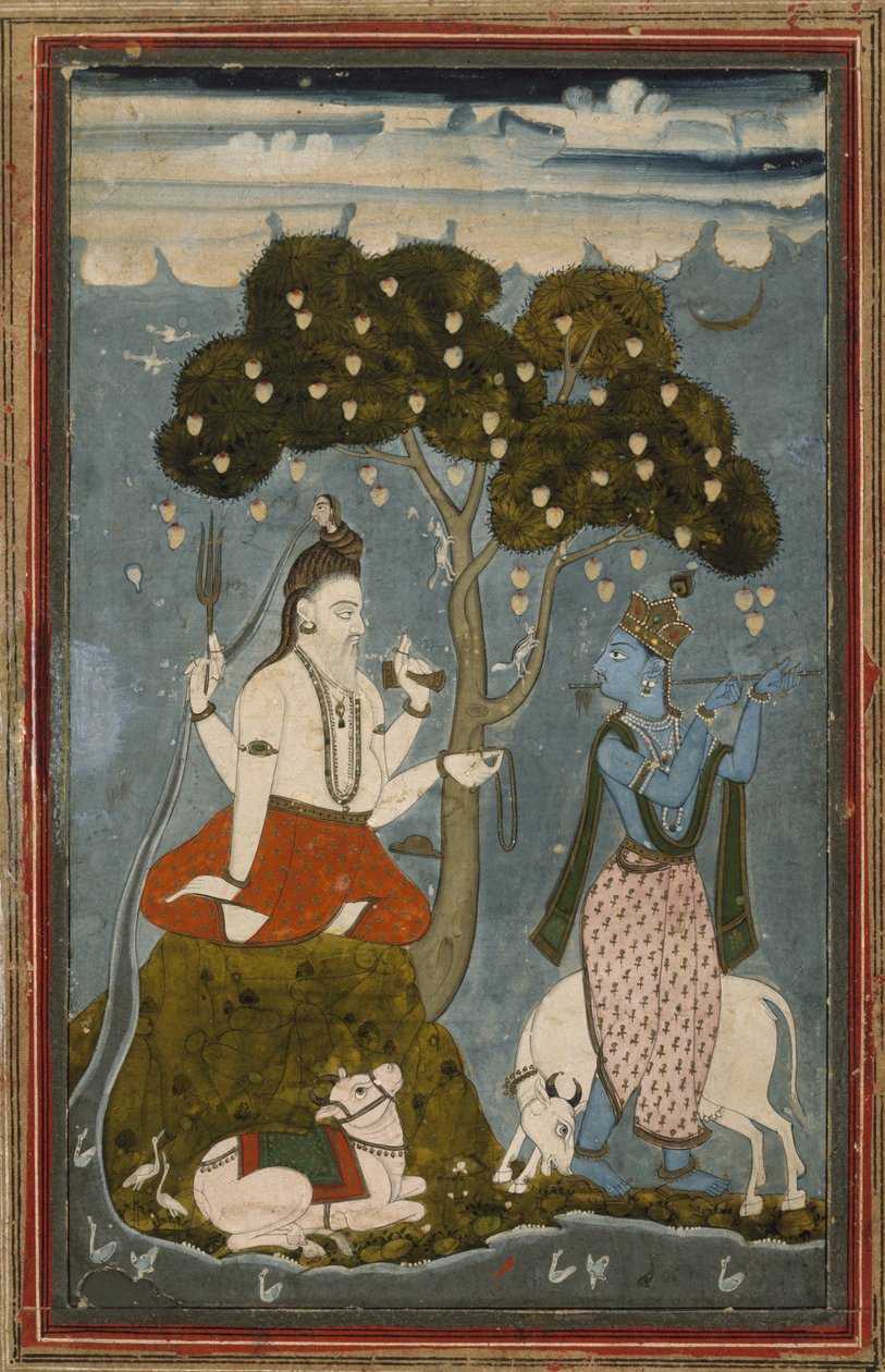 शिव और कृष्ण, मध्य 1700 (कागज पर लिखा हुआ शब्द) द्वारा इंडियन स्कूल