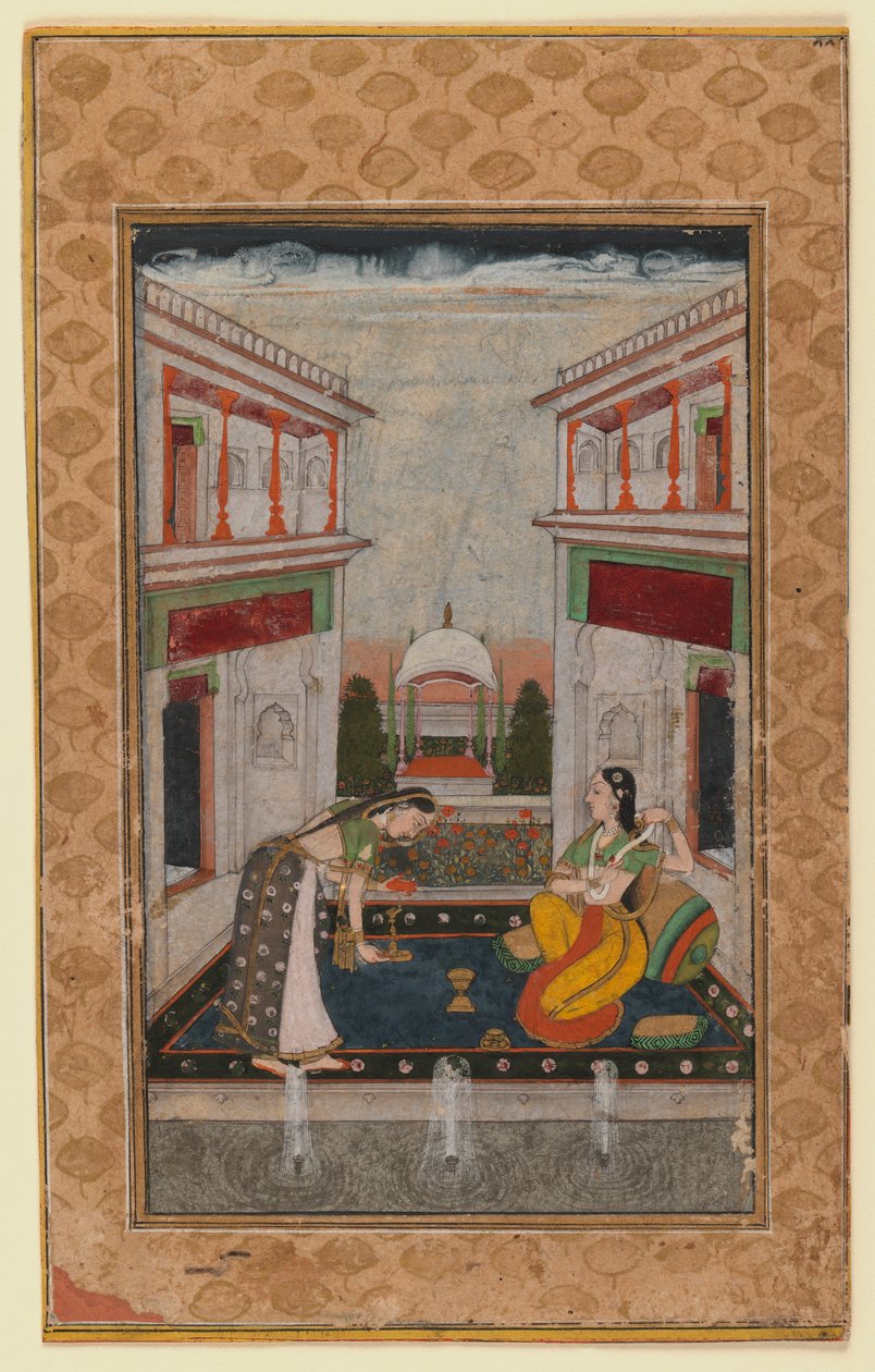 स्याम कल्याण रागिनी, c.1740-1750 (कागज़ पर अपारदर्शी wc) द्वारा इंडियन स्कूल